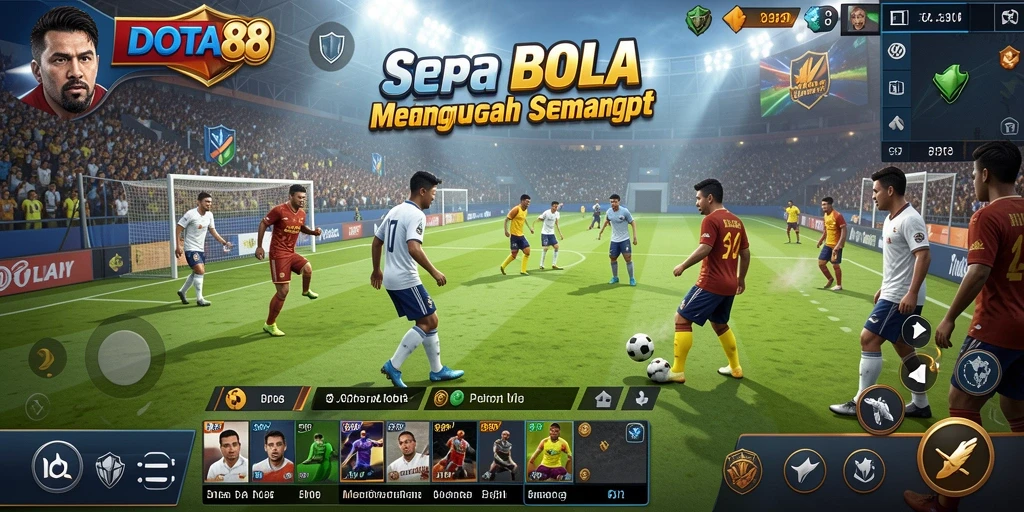 Screenshot DOTA88 menunjukkan pemain bersaing di lapangan sepak bola.