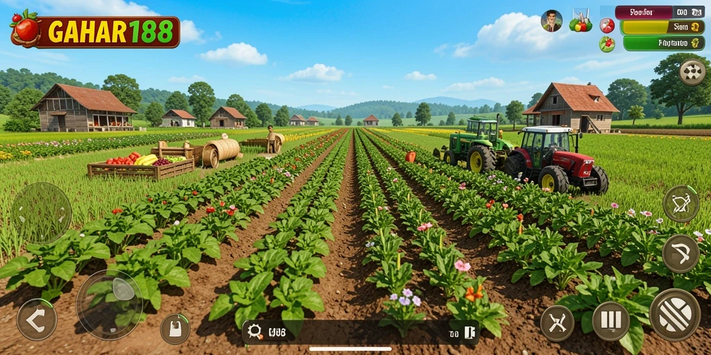 Cuplikan gameplay seru dari GAHAR188 dengan aktivitas bertani.