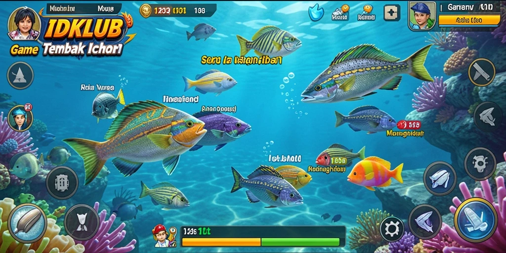 Screenshot gameplay IDKLUB menampilkan aksi menembak ikan yang seru.