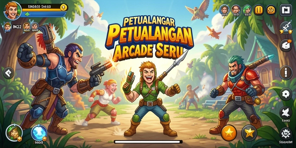 Tangkapan layar gameplay IN22 menunjukkan aksi seru dalam petualangan Arcade.