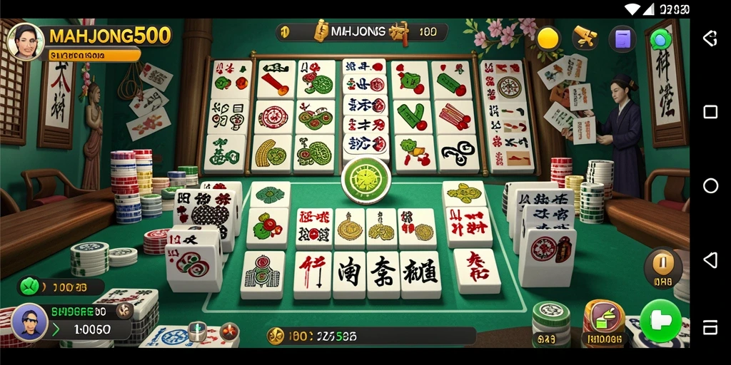 Tampilan gameplay <strong>MAHJONG500</strong> yang menyenangkan dan menenangkan.
