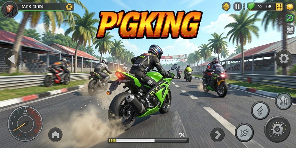 Gameplay PGKING menunjukkan balapan yang mendebarkan di lintasan seru.