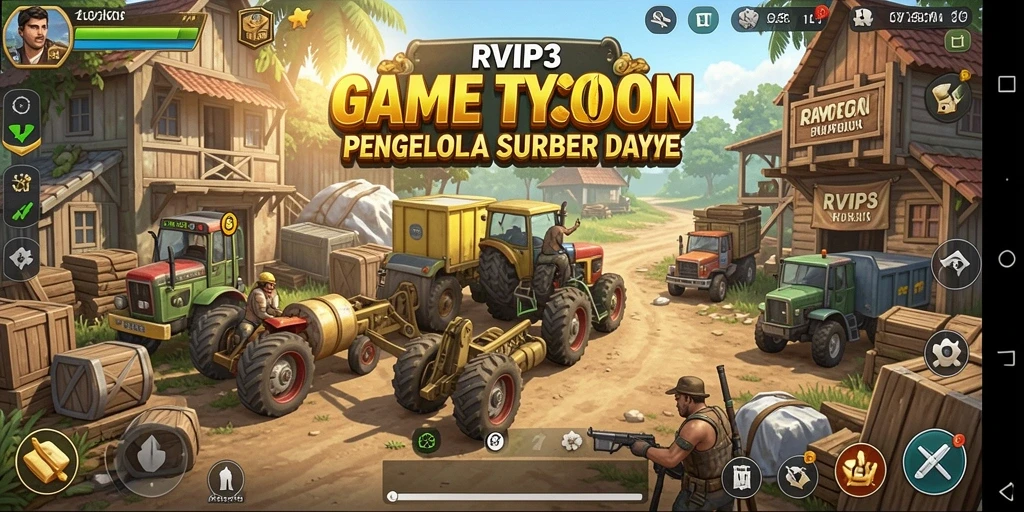 Screenshot utama RVIP3 menampilkan gameplay seru dalam manajemen bisnis.
