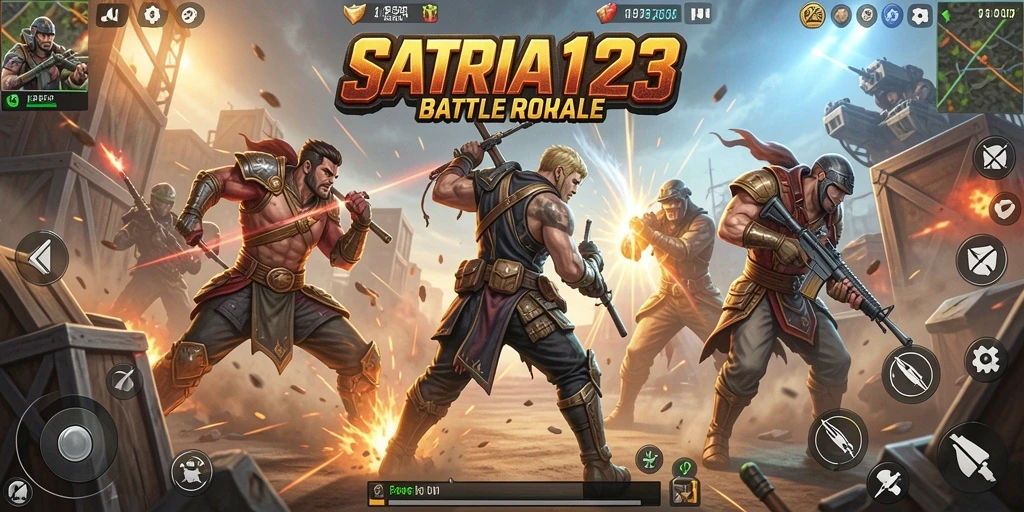 Screenshot menampilkan aksi seru dalam permainan Battle Royale.