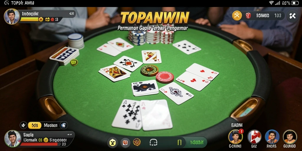 Tampilan menarik dari gameplay Gaple yang seru di TOPANWIN.